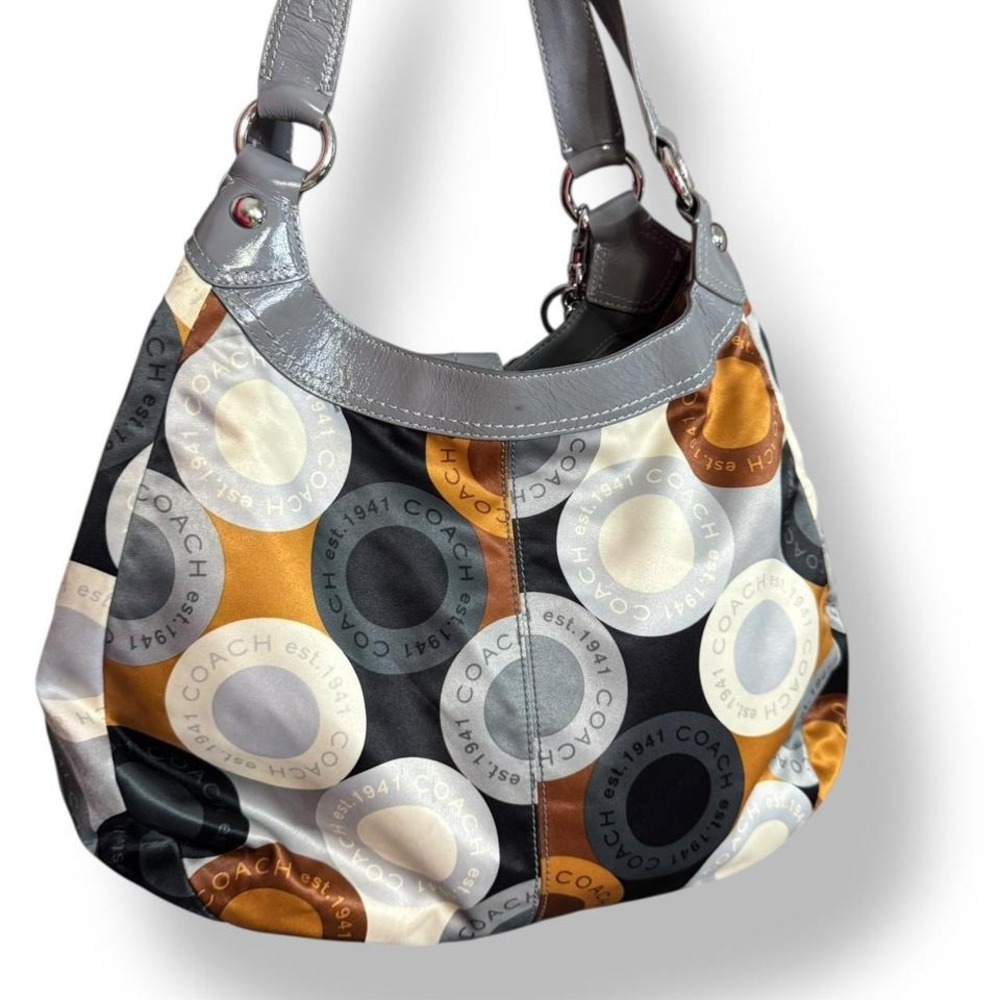 Y2k Coach‎ Soho Lynn Hobo Op Art Medallion Scarf Print Glam Shoulder Bag - Picture 3 of 8